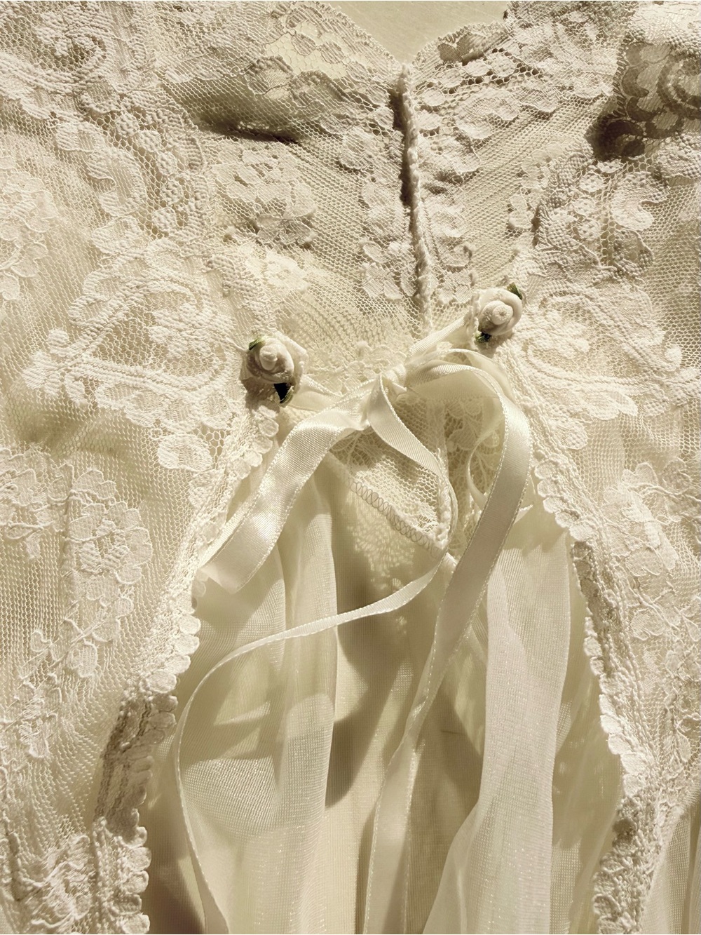 Vintage 1950s 1960s Tosca White Chiffon Lace Peignoir Set Bridal Nightgown Small - Picture 15 of 16